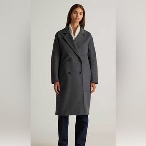 Quince Italian Wool Double-Breasted Slouch Coat L new